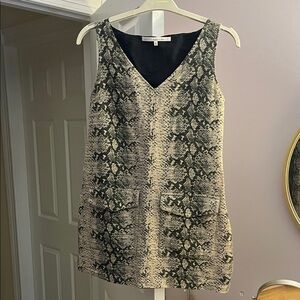 RACHEL Rachel Roy Black and Cream Snake Print Mini Dress